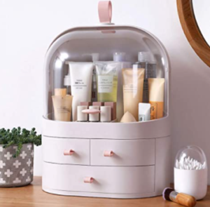 Large Cosmetics Organizer Box，Cosmetics storage display rack with drawer