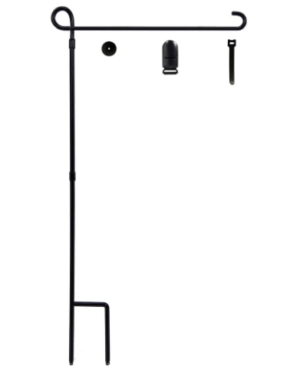 Garden Flag Holder Stand, 6mm Weather-Proof Yard Flag Pole Black Metal Powder-Coated Flagpole with Tiger Clip and Rubber Stopper for Garden Flags Outdoor Decoration
