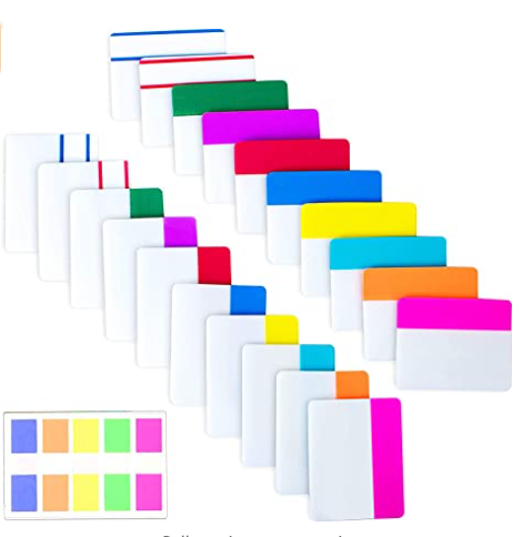 500 Pieces Tabs 2 Inch Sticky Index Tabs, Writable and Repositionable File Tabs Flags Colored Page Markers Labels for Reading Notes